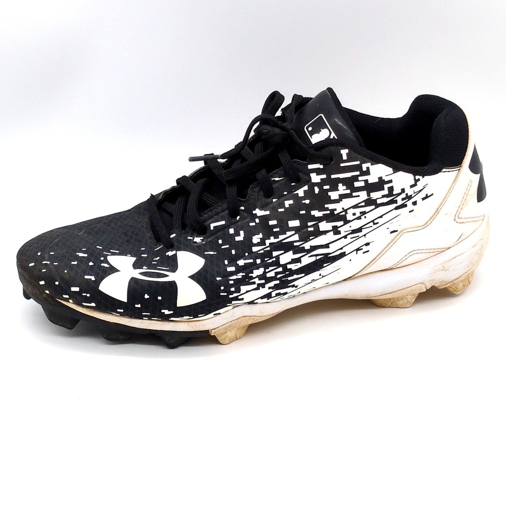 Under Armour Sneaker Mens Black White 11 Baseball Shoe Rubber Cleats 1278744-011